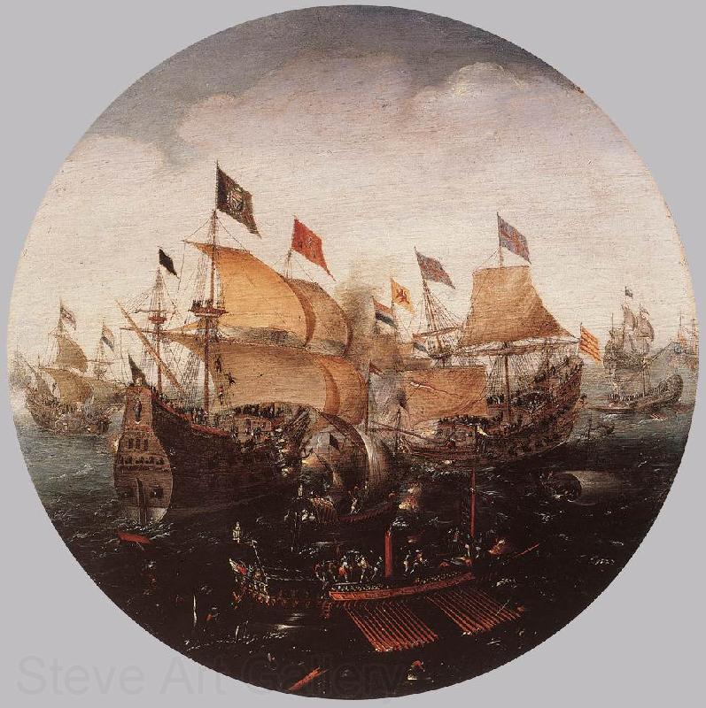 ANTHONISZ, Aert Sea Battle between Dutch and Spanish Boats Spain oil painting art